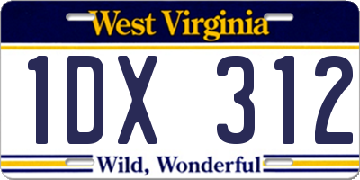 WV license plate 1DX312