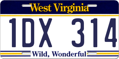 WV license plate 1DX314