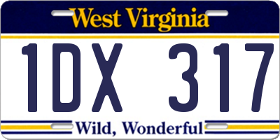 WV license plate 1DX317
