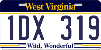 WV license plate 1DX319