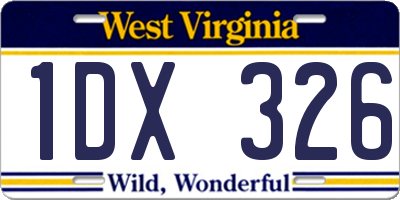 WV license plate 1DX326