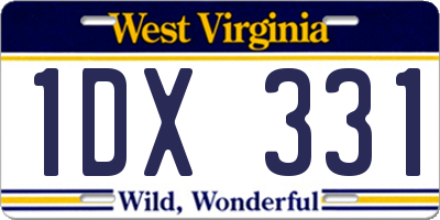WV license plate 1DX331