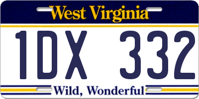 WV license plate 1DX332