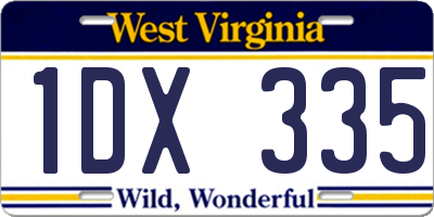 WV license plate 1DX335