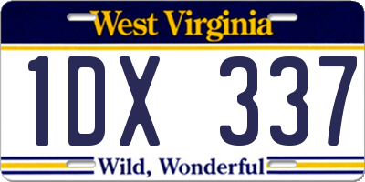 WV license plate 1DX337
