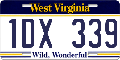 WV license plate 1DX339
