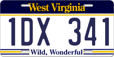 WV license plate 1DX341