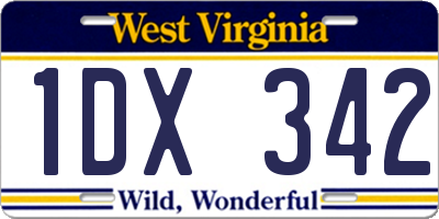WV license plate 1DX342
