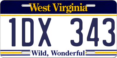 WV license plate 1DX343