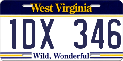 WV license plate 1DX346