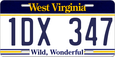 WV license plate 1DX347