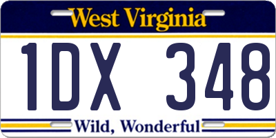 WV license plate 1DX348
