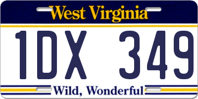 WV license plate 1DX349