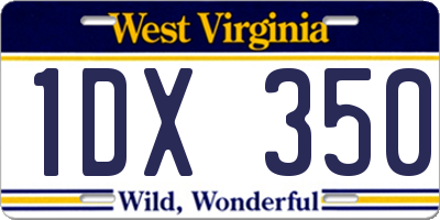 WV license plate 1DX350