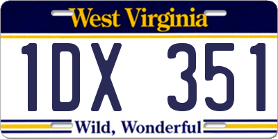 WV license plate 1DX351