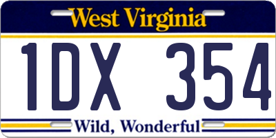 WV license plate 1DX354