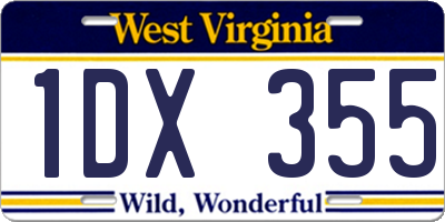 WV license plate 1DX355