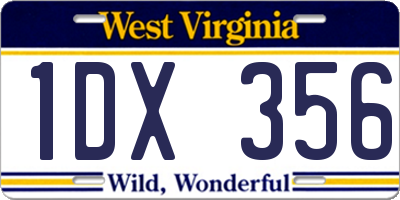 WV license plate 1DX356