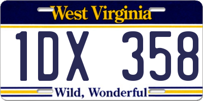WV license plate 1DX358