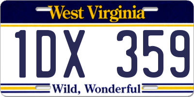 WV license plate 1DX359