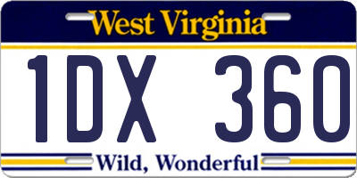 WV license plate 1DX360