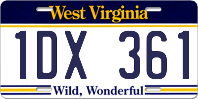 WV license plate 1DX361