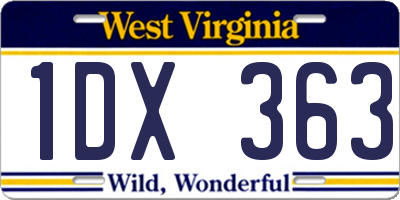 WV license plate 1DX363