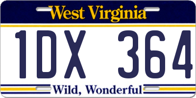 WV license plate 1DX364