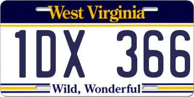 WV license plate 1DX366