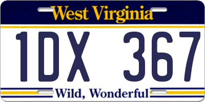 WV license plate 1DX367