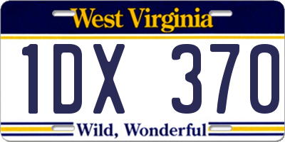WV license plate 1DX370