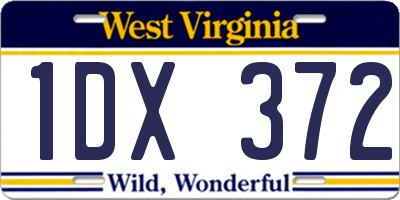 WV license plate 1DX372