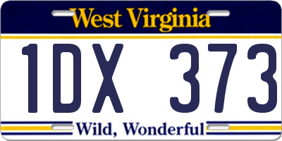 WV license plate 1DX373