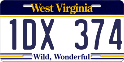 WV license plate 1DX374