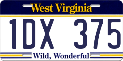 WV license plate 1DX375