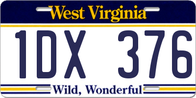 WV license plate 1DX376