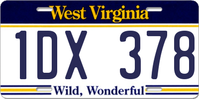 WV license plate 1DX378