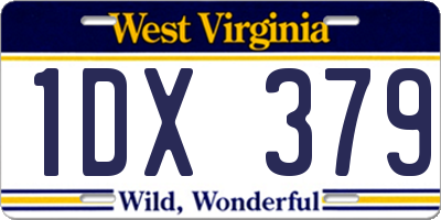 WV license plate 1DX379