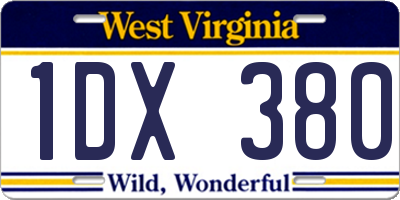 WV license plate 1DX380