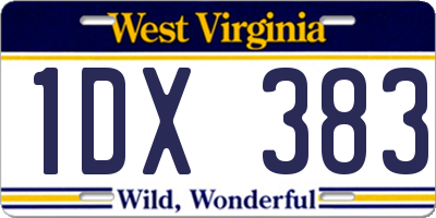 WV license plate 1DX383