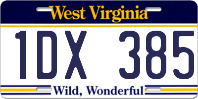 WV license plate 1DX385