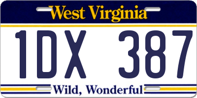 WV license plate 1DX387