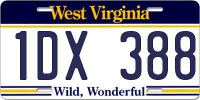 WV license plate 1DX388