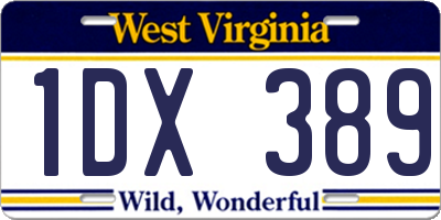 WV license plate 1DX389