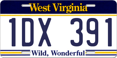 WV license plate 1DX391