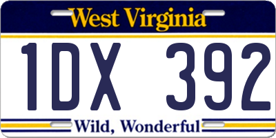 WV license plate 1DX392
