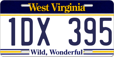 WV license plate 1DX395