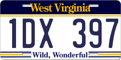 WV license plate 1DX397