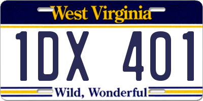 WV license plate 1DX401