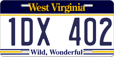 WV license plate 1DX402